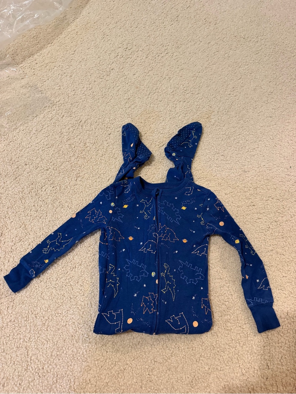 2T Old Navy Long Sleeve 2 Way Zipper Footed Pajamas PJs Dinos Stars grippers